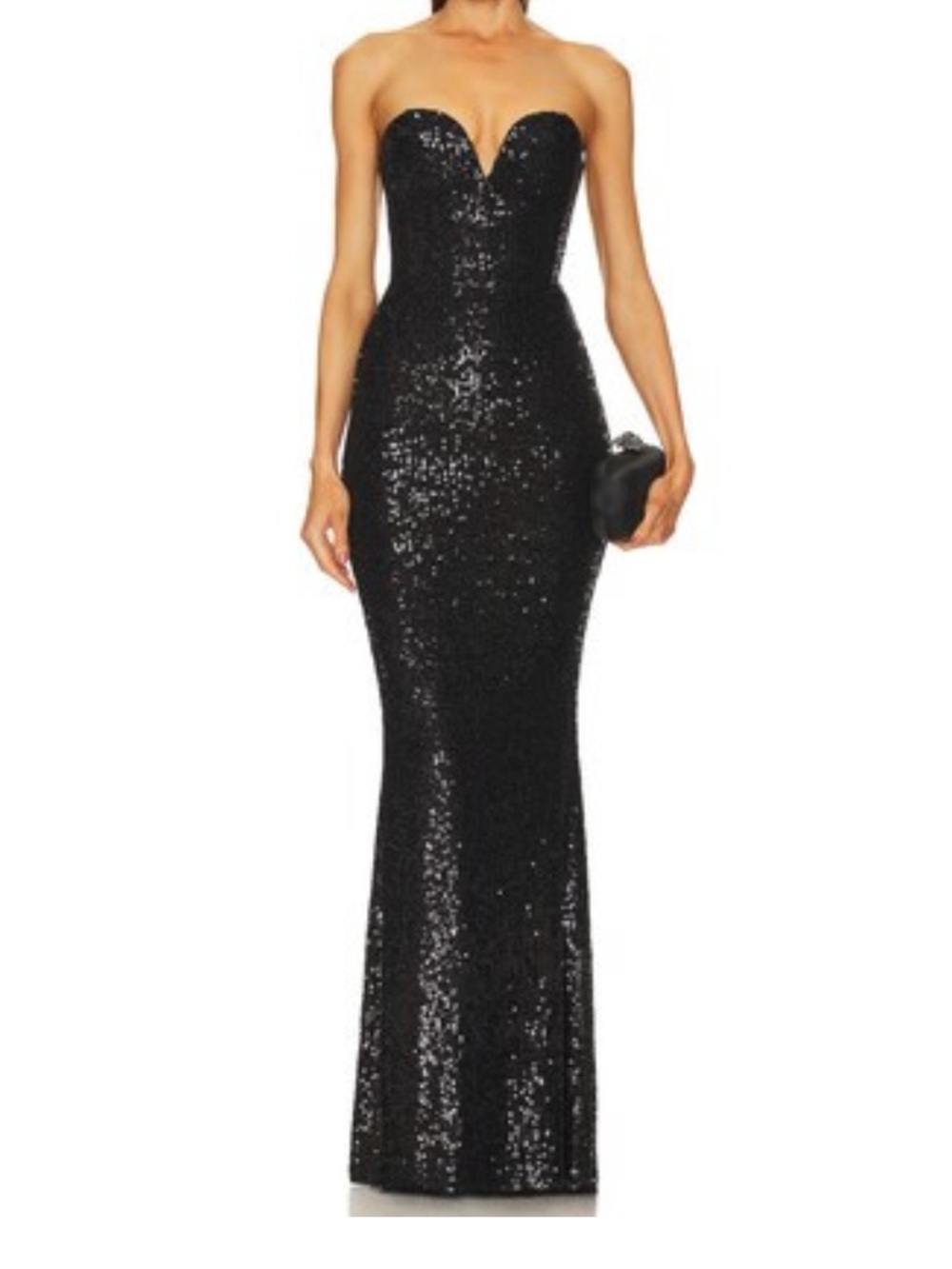 NWT Nookie Lumiere Strapless Black Sequin Mermaid Gown